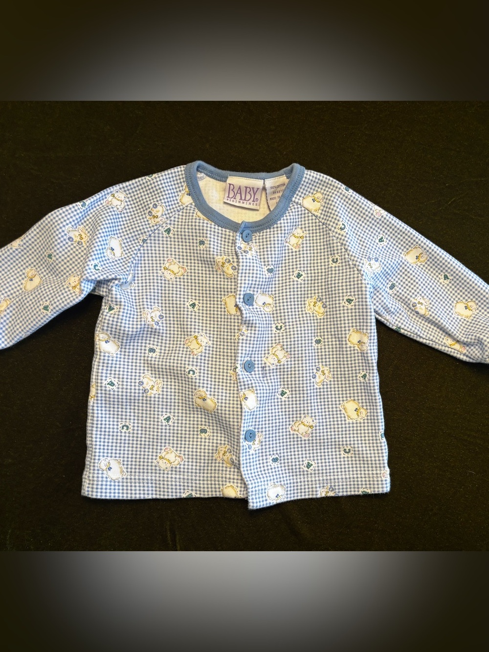 Baby Essentials Vintage Blue Gingham Baby Shirt